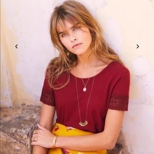 Sezane Levi T-Shirt in Burgundy size S
